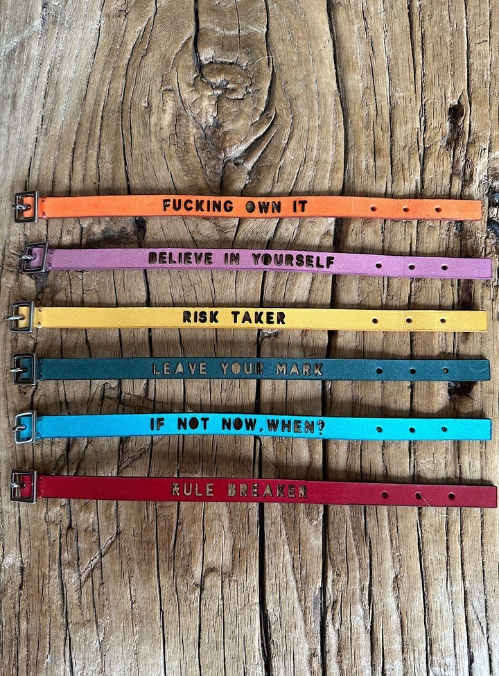 Believe in Yourself Washed Pink Leather Bracelet Bracelets YBDFinds