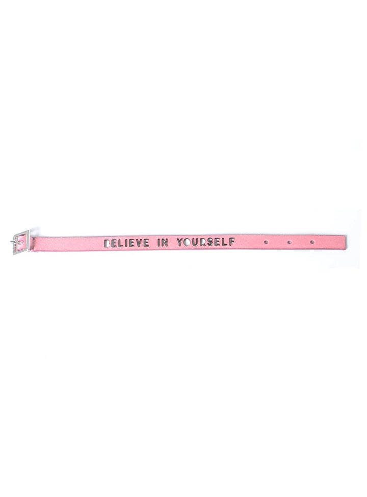 Believe in Yourself Washed Pink Leather Bracelet Bracelets YBDFinds