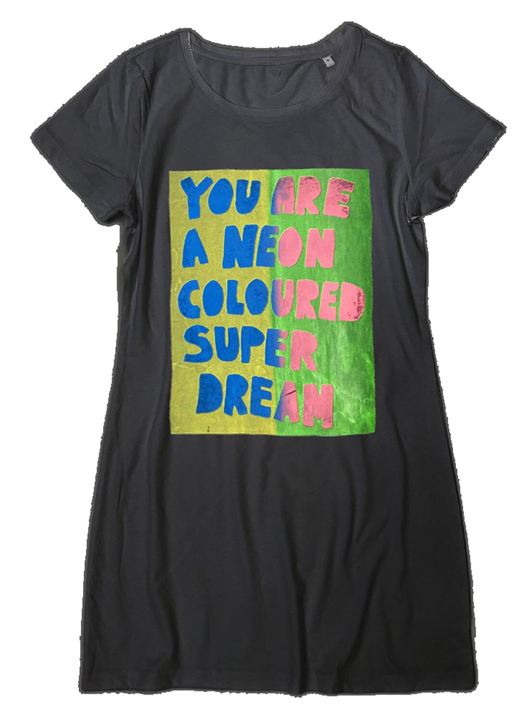 Black T-Shirt Dress with Neon Dream Dresses YBDFinds