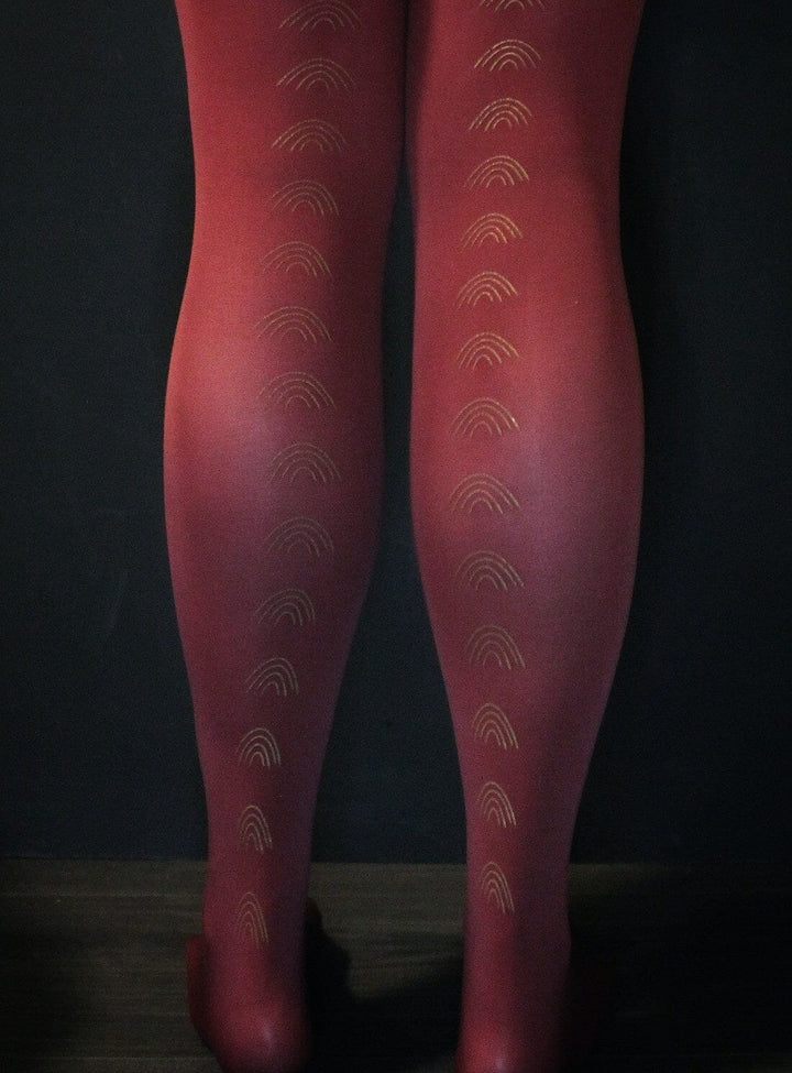 Claret with Gold Rainbow Tights Bottoms YBDFinds
