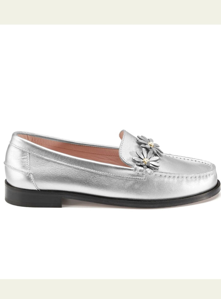 Ditsy Leather Loafer in Silver Shoes YBDFinds