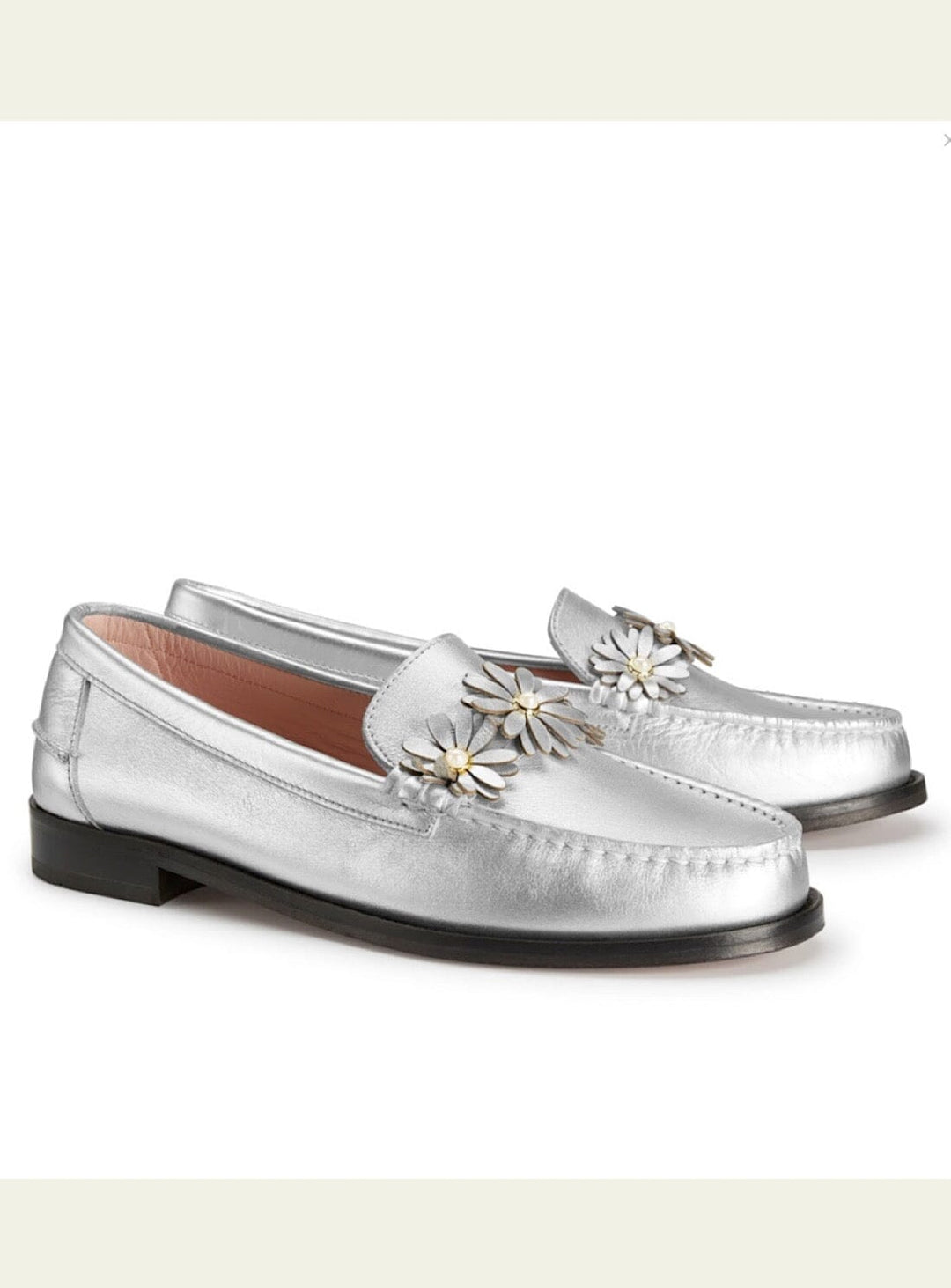 Ditsy Leather Loafer in Silver Shoes YBDFinds