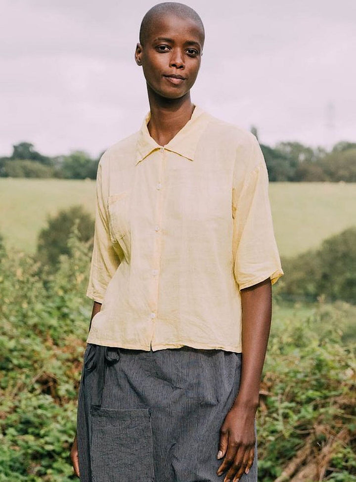 Glow Shirt in Sun Yellow Khadi Cotton Tops YBDFinds