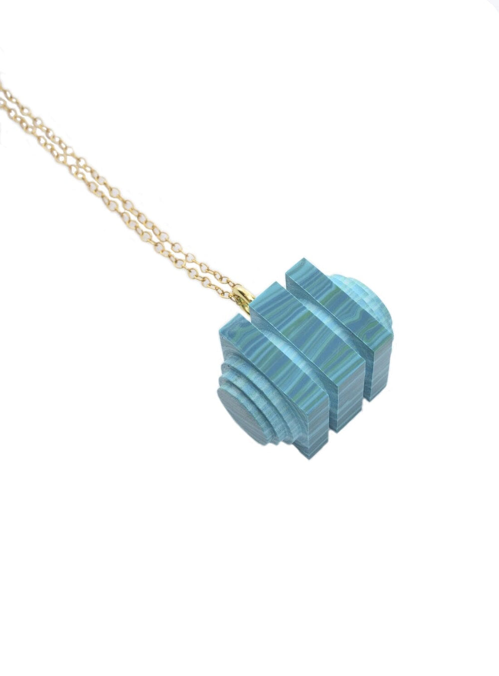 Green Matrix Tiered Cube Pendant Necklaces YBDFinds