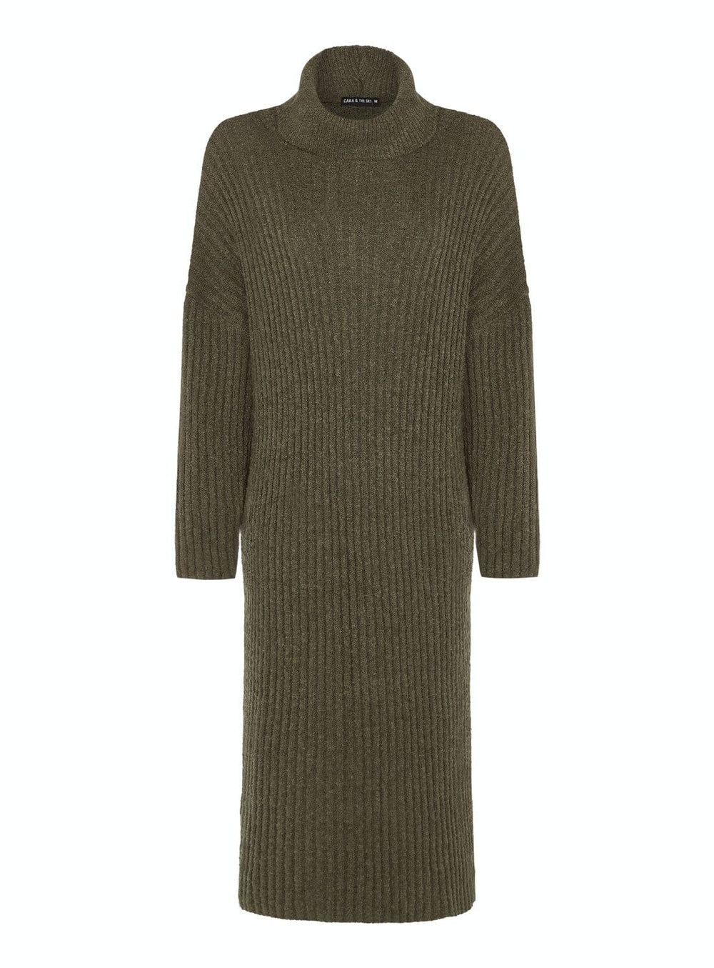 Joey Roll Neck Midi Dress in Khaki Knitwear YBDFinds