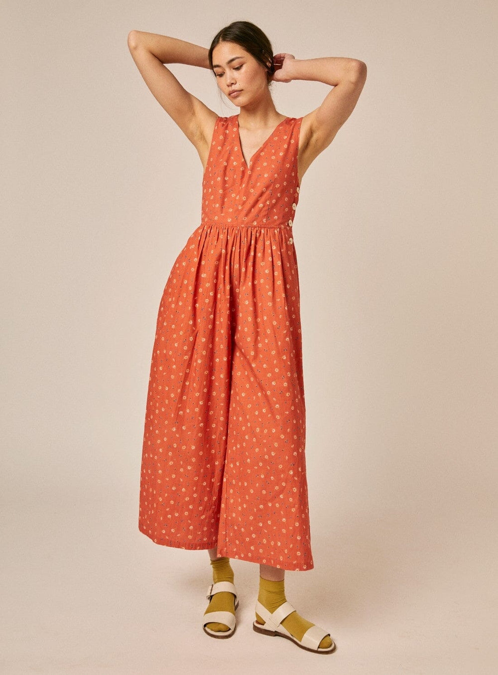 June Jumpsuit in Orange Print Jumpsuits YBDFinds