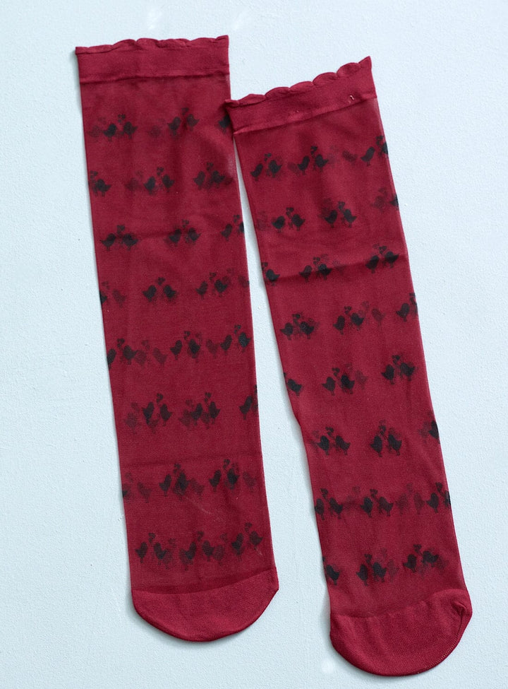 Love Bird Wine Red Socks Accessories YBDFinds