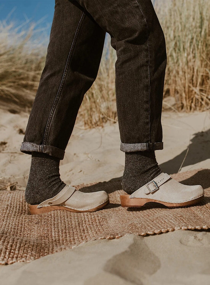 Low Klassisk Strap Clog in Sand Suede Shoes YBDFinds