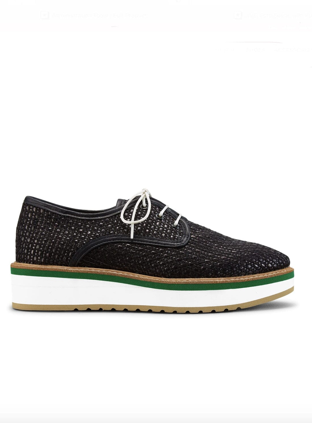 Maxi Flatform Brogue in Black Raffia Shoes YBDFinds