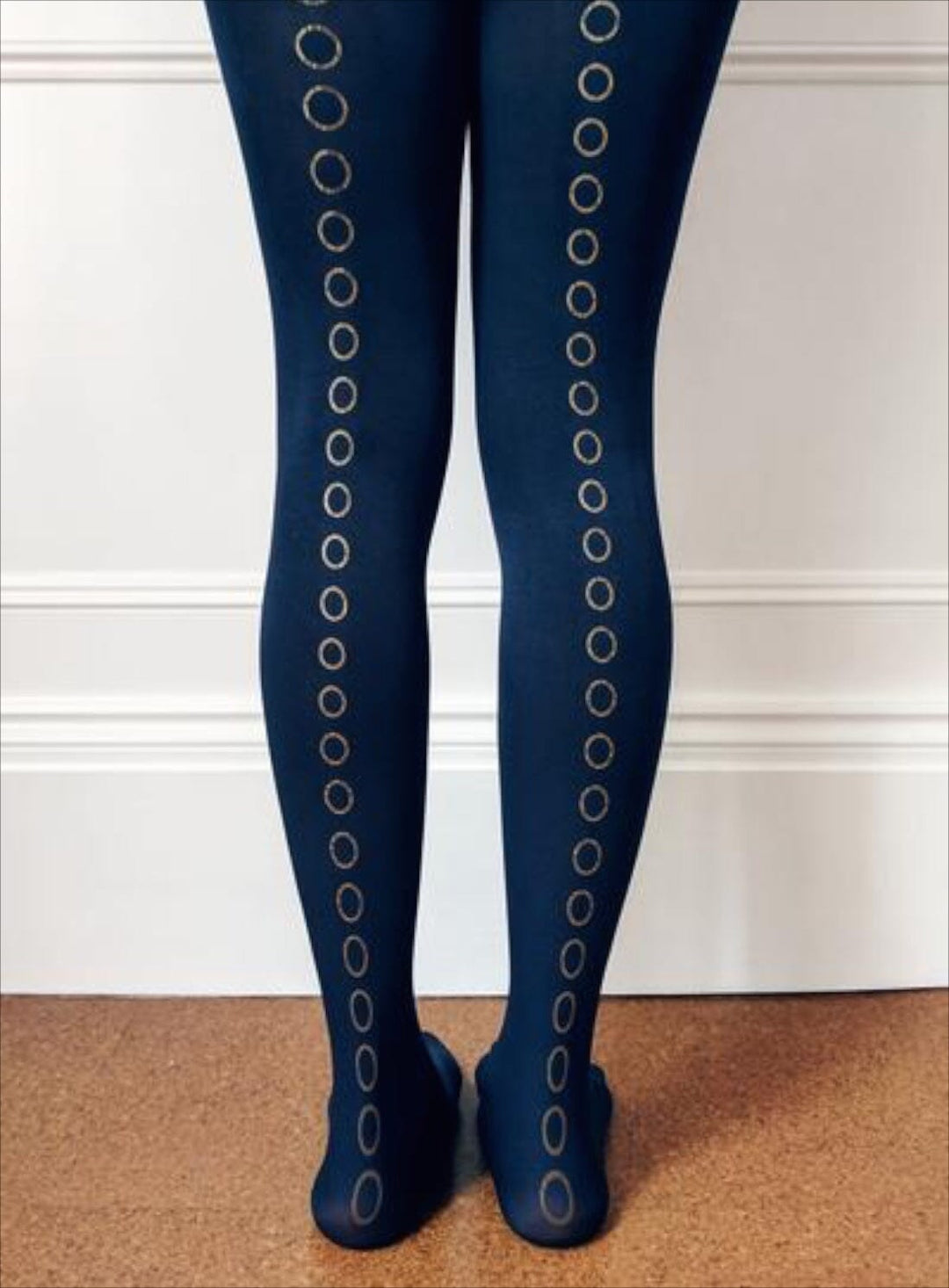 Navy Circle Hand-Printed Tights Bottoms YBDFinds