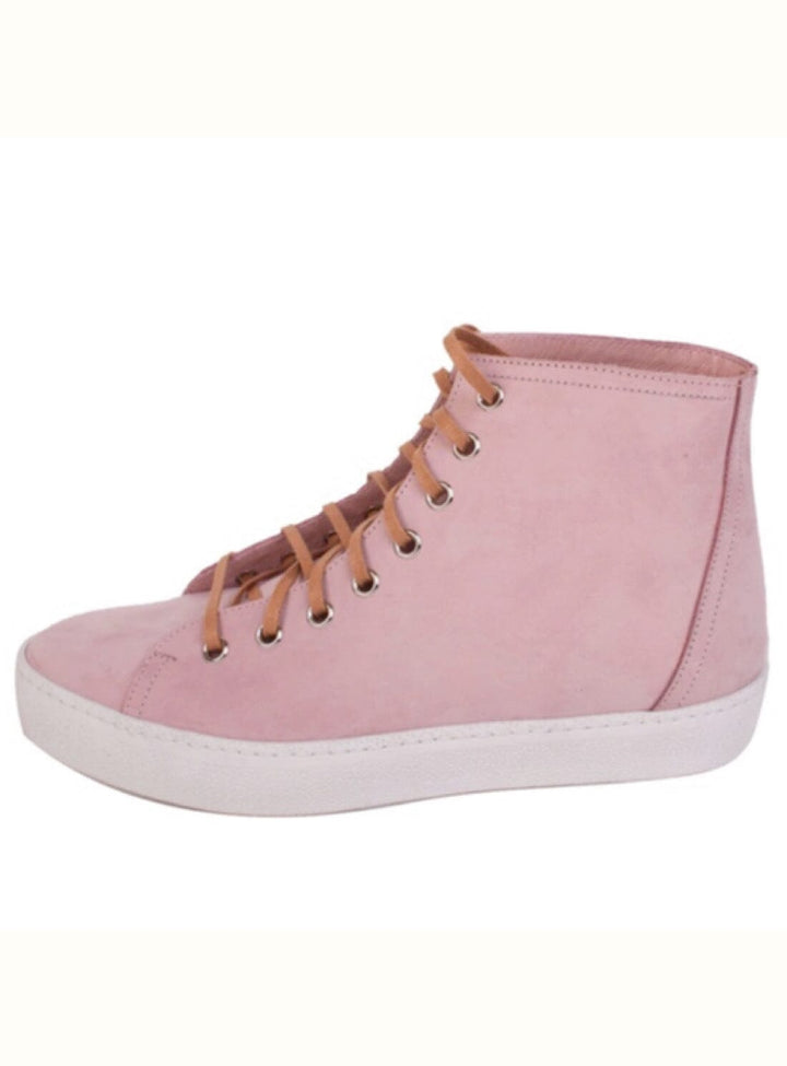 Nubuck High Top Trainer in Pink Shoes YBDFinds