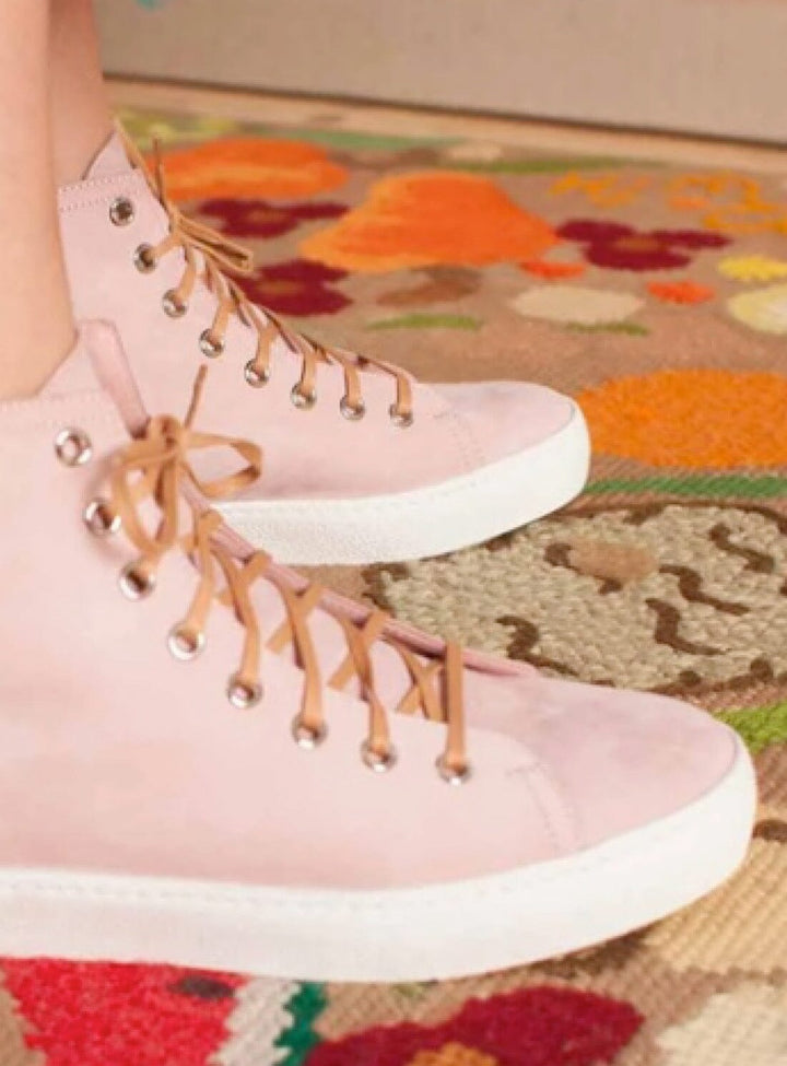 Nubuck High Top Trainer in Pink Shoes YBDFinds
