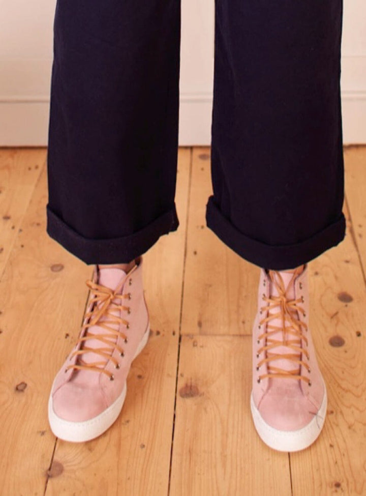 Nubuck High Top Trainer in Pink Shoes YBDFinds