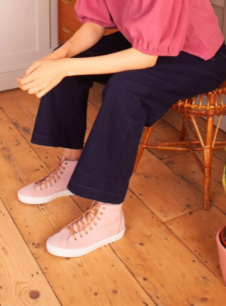 Nubuck High Top Trainer in Pink Shoes YBDFinds
