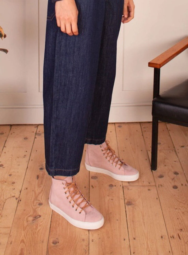Nubuck High Top Trainer in Pink Shoes YBDFinds