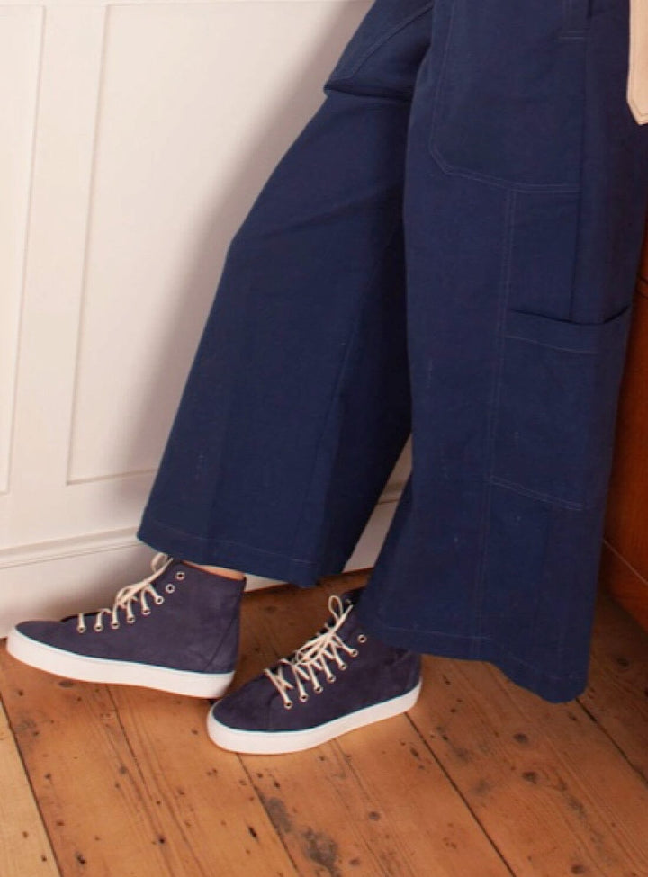 Nubuck High Top Trainers in Navy Shoes YBDFinds