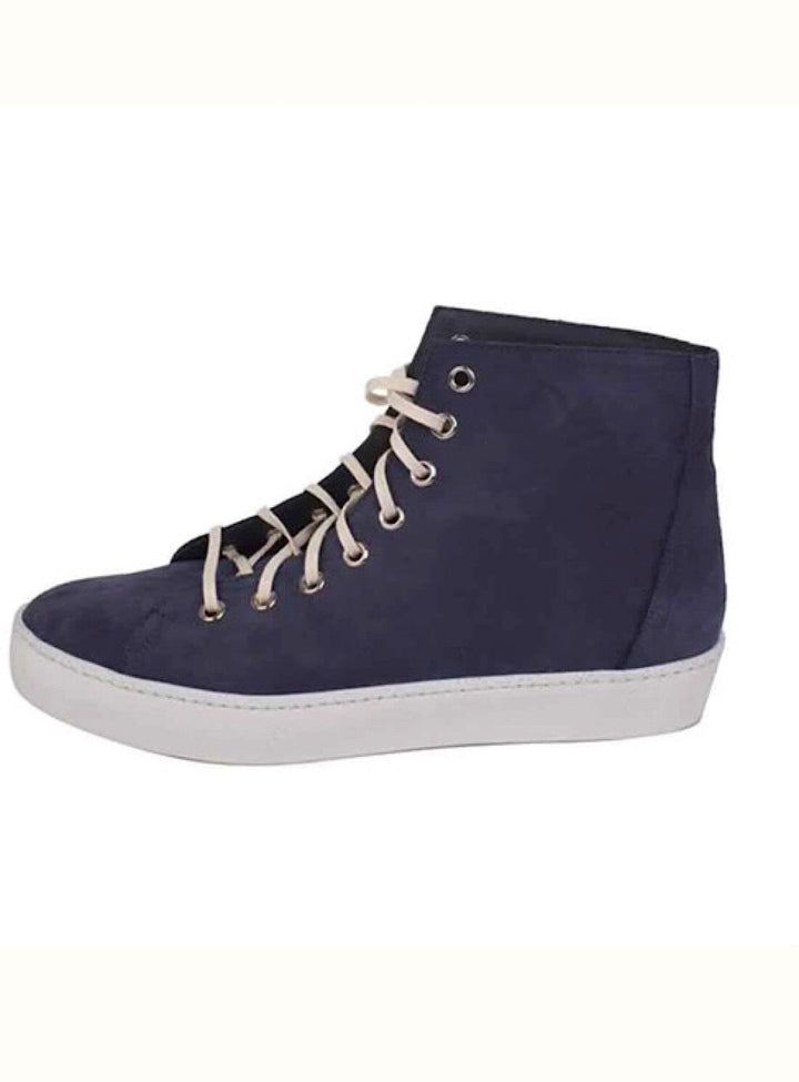 Nubuck High Top Trainers in Navy Shoes YBDFinds