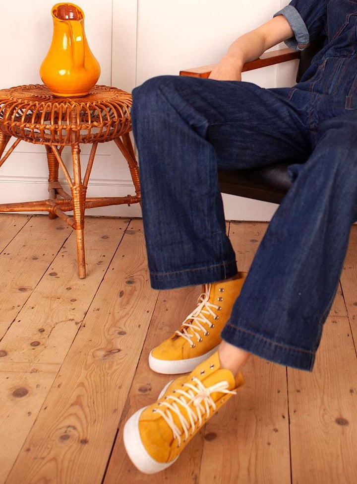Nubuck High Top Trainers in Yellow Shoes YBDFinds