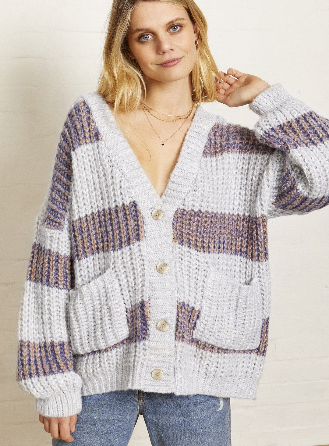 Olivia Stripe Cardigan Knitwear YBDFinds