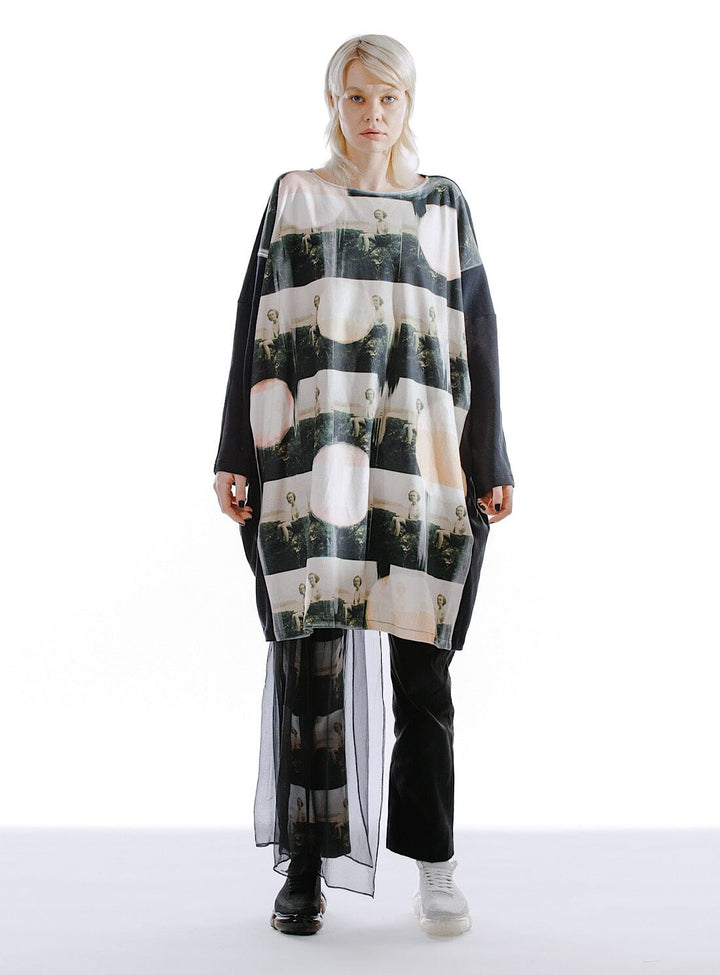 Oversized Organic Cotton/Viscose Jersey Moon Dress III Dresses YBDFinds