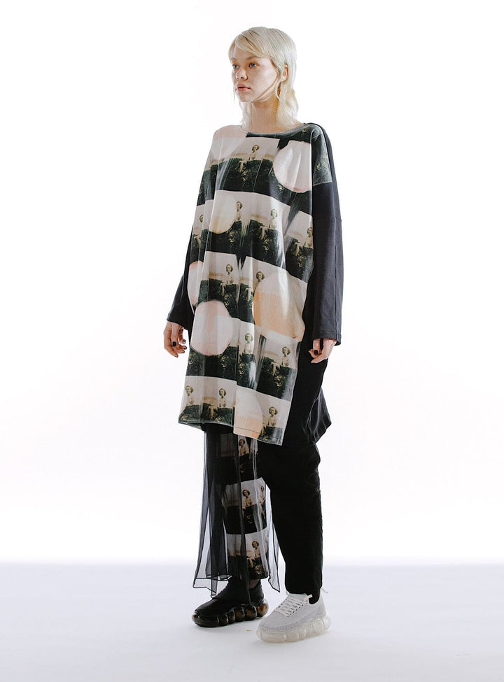 Oversized Organic Cotton/Viscose Jersey Moon Dress III Dresses YBDFinds