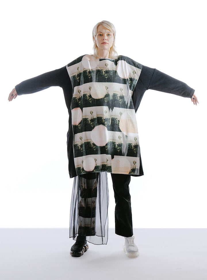 Oversized Organic Cotton/Viscose Jersey Moon Dress III Dresses YBDFinds