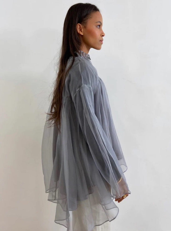 Paita No 169 Top in Grey Slate Silk Organza Tops YBDFinds