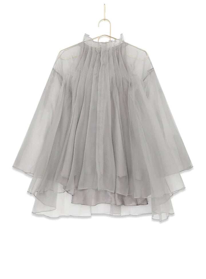 Paita No 169 Top in Grey Slate Silk Organza Tops YBDFinds