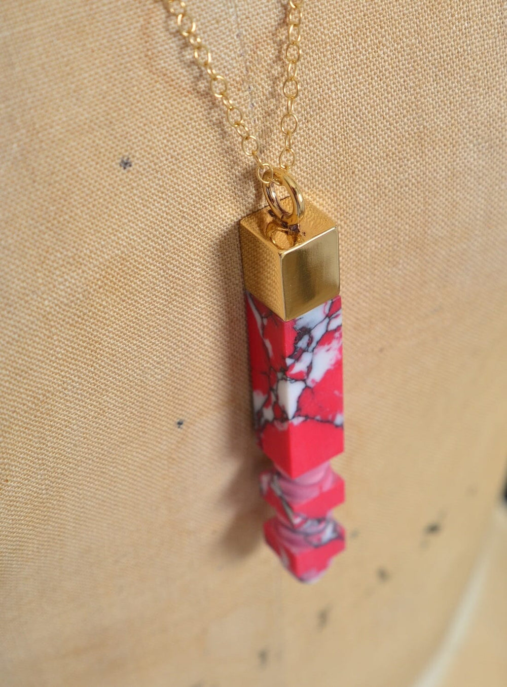 Pink & White Speck Column Pendant Necklaces YBDFinds