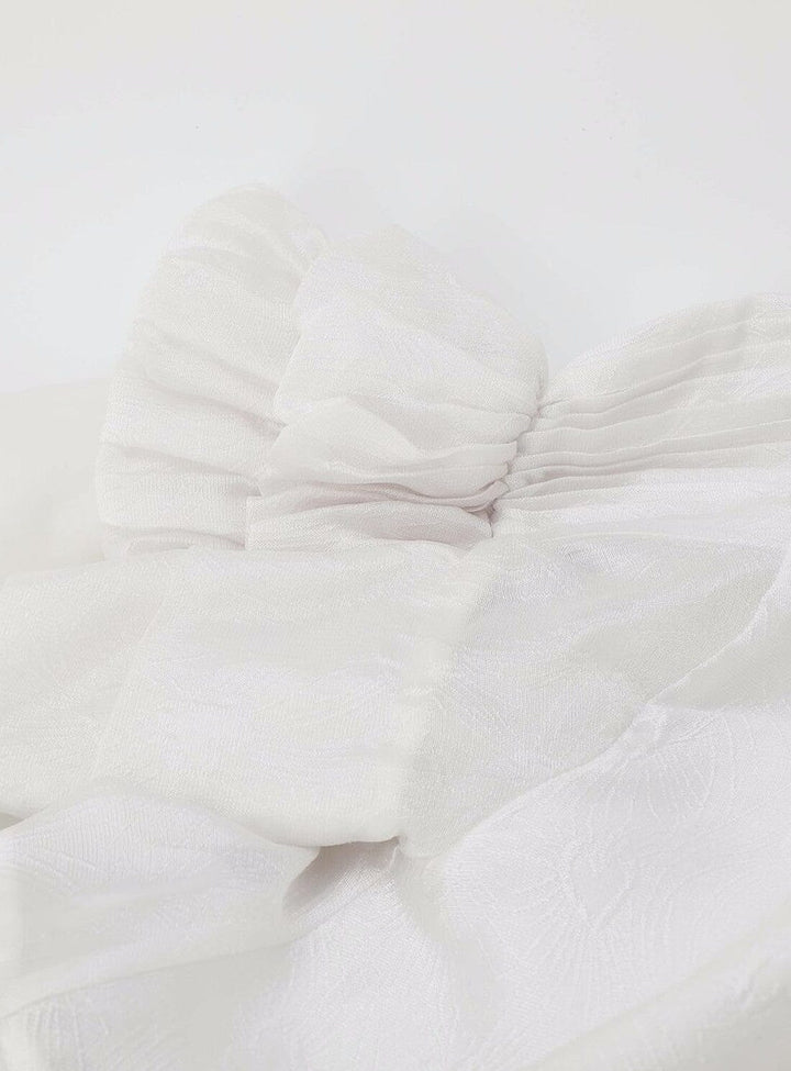 Pleat & Ruffle Blouse in White Tops YBDFinds