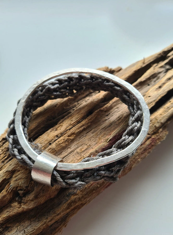 Recycled Silver and Sea-String Bangle Bracelets YBDFinds