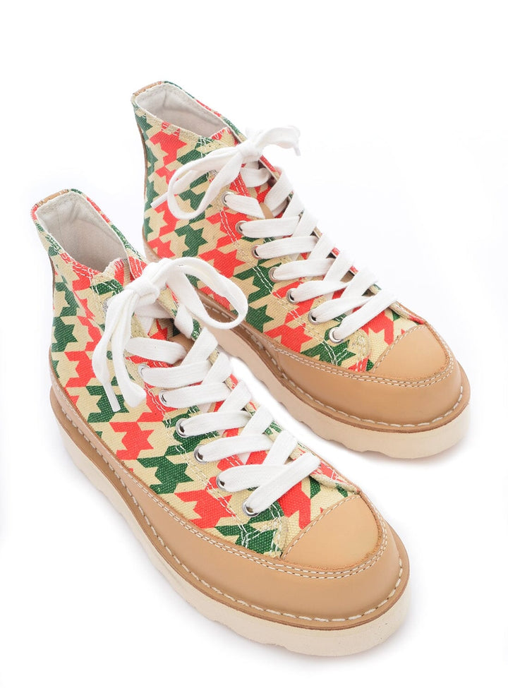 Rope Trainers in Dogstooth Red and Green Shoes YBDFinds