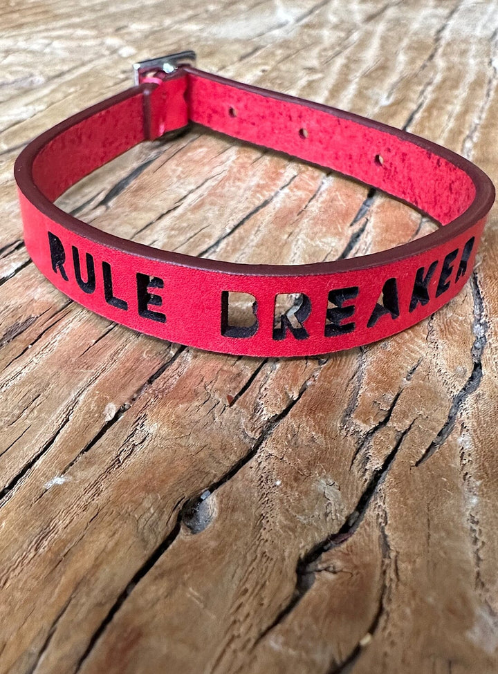 Rule Breaker Red Leather Bracelet Bracelets YBDFinds