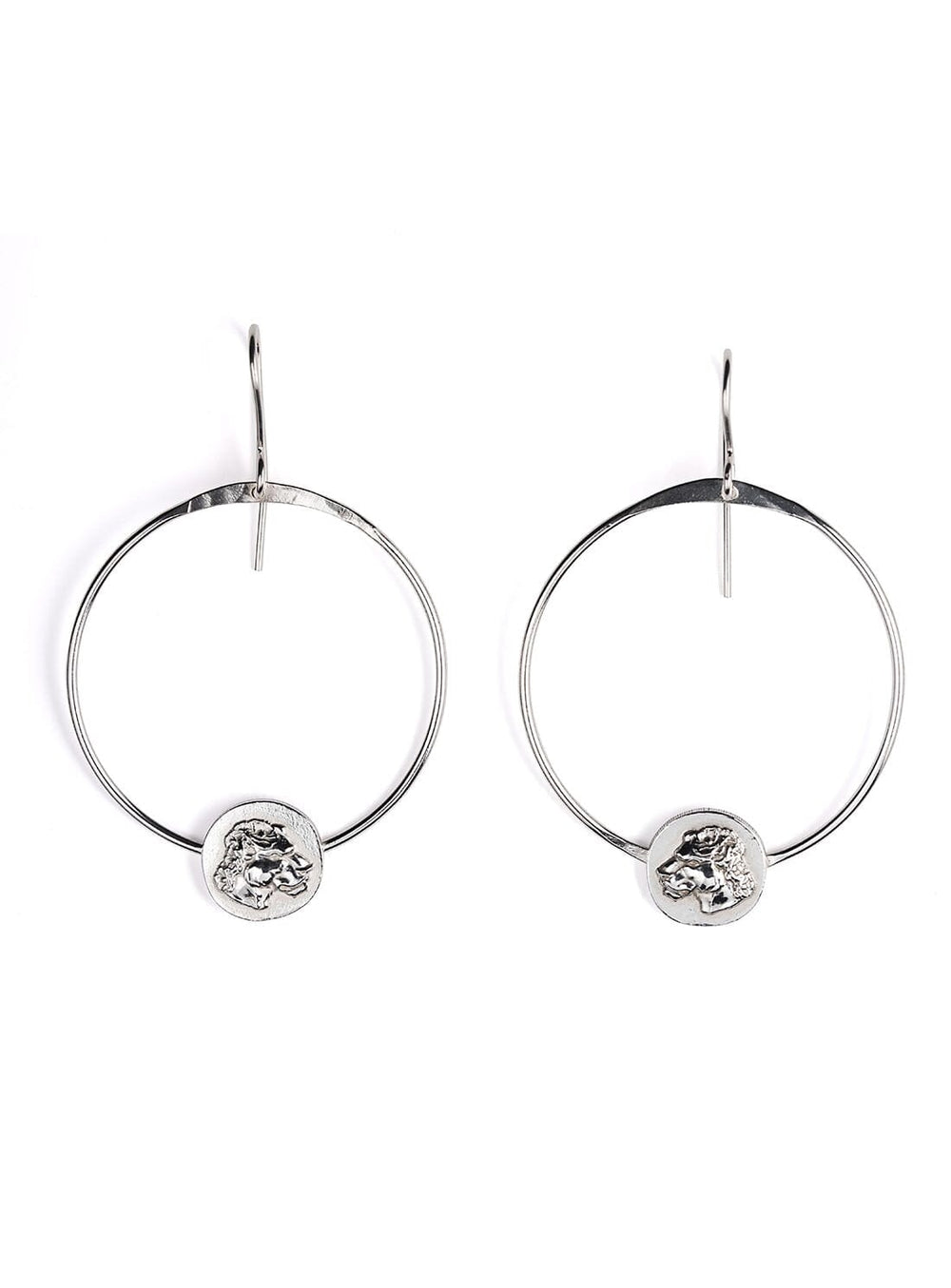 Silver Lioness Hoop Earrings Earrings YBDFinds