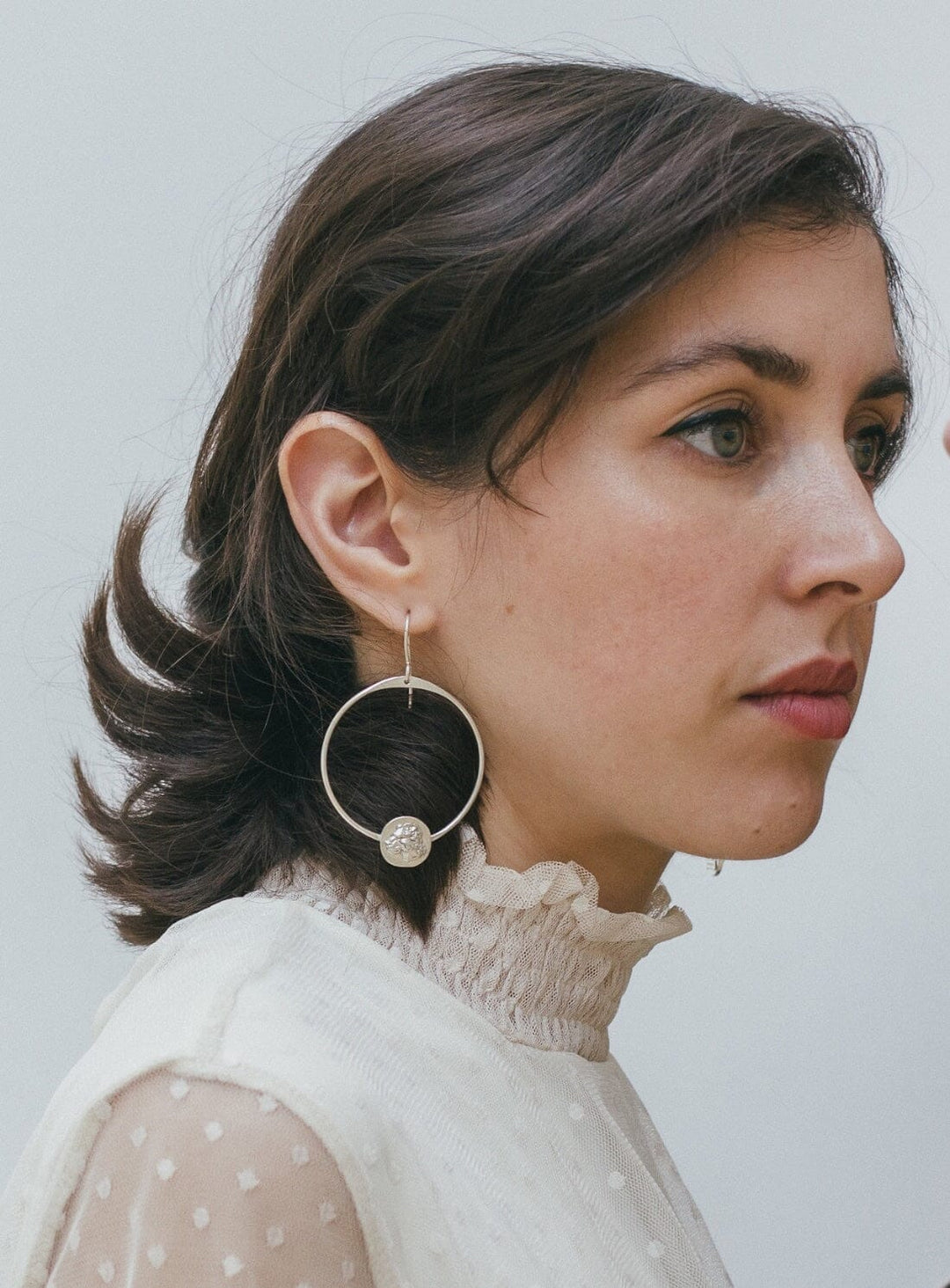 Silver Lioness Hoop Earrings Earrings YBDFinds