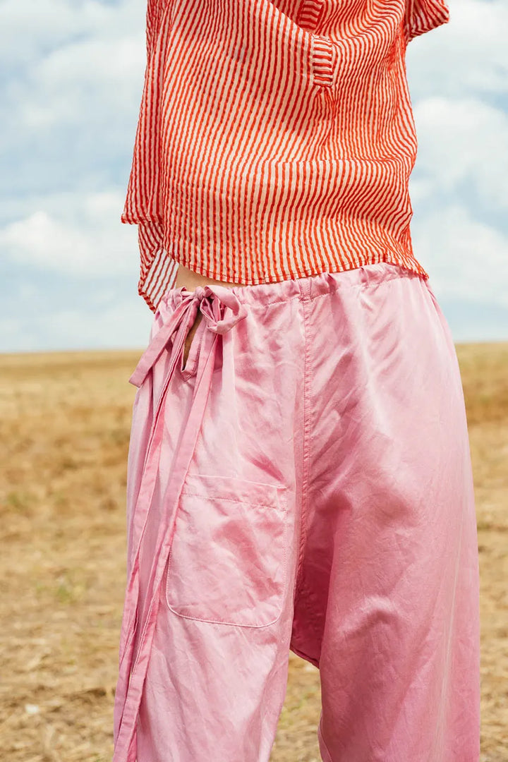 Close up detail of bottom of front of Sweet Blouse Stripe