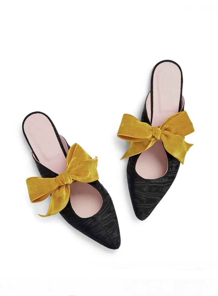 Sweetie Mule in Black Moire with Yellow Shoes YBDFinds