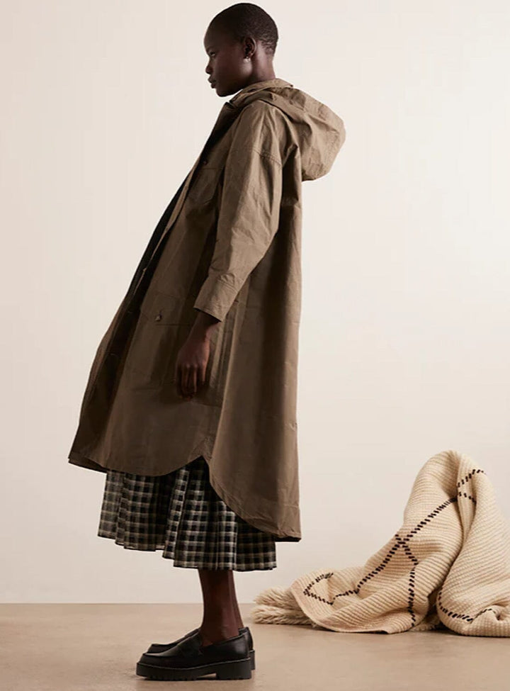 Takki No 49 Wax Cotton Raincoat in Olive Coats & Jackets YBDFinds