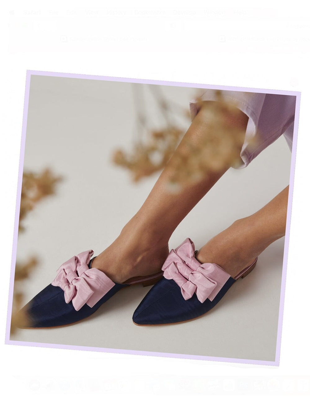 Tootsie in Navy Silk with Lilac Satin Shoes YBDFinds 