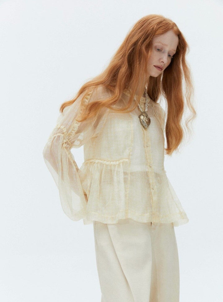 Tulle Silk Tops in Yellow Tops YBDFinds