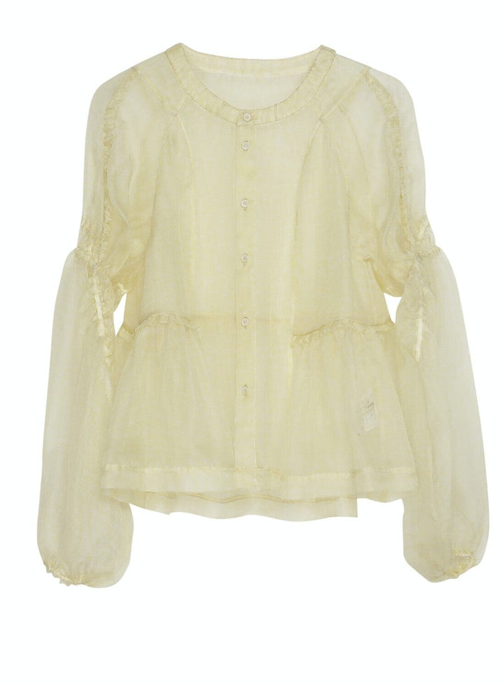 Tulle Silk Tops in Yellow Tops YBDFinds