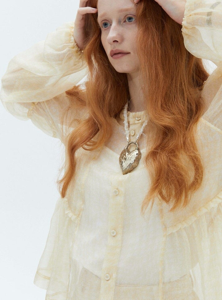 Tulle Silk Tops in Yellow Tops YBDFinds