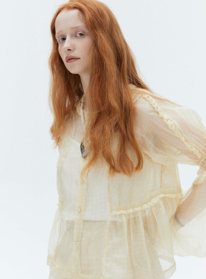 Tulle Silk Tops in Yellow Tops YBDFinds