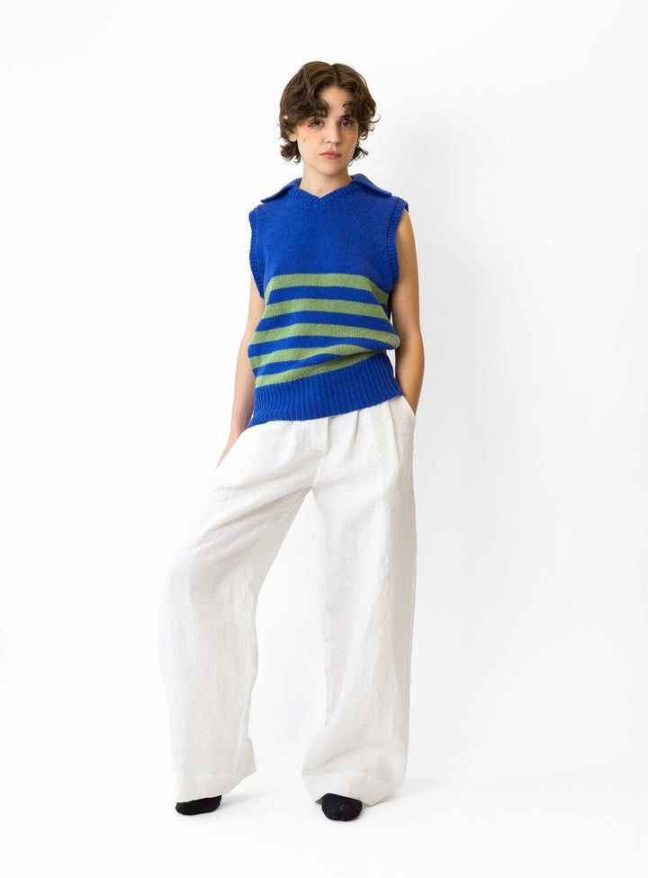 Violet Stripe Wool Vest Knitwear YBDFinds