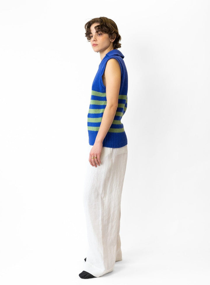 Violet Stripe Wool Vest Knitwear YBDFinds