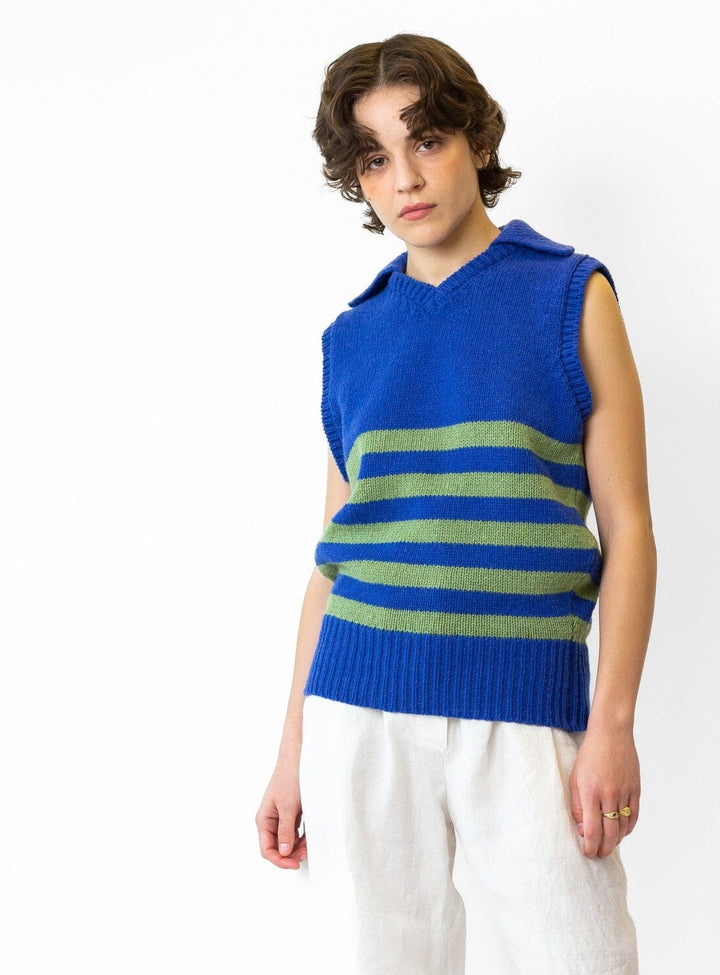 Violet Stripe Wool Vest Knitwear YBDFinds