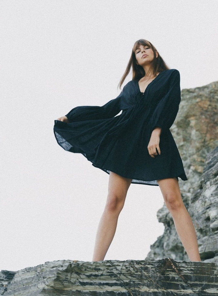 Wild Heart Mini Dress in Black Organic Cotton Dresses YBDFinds