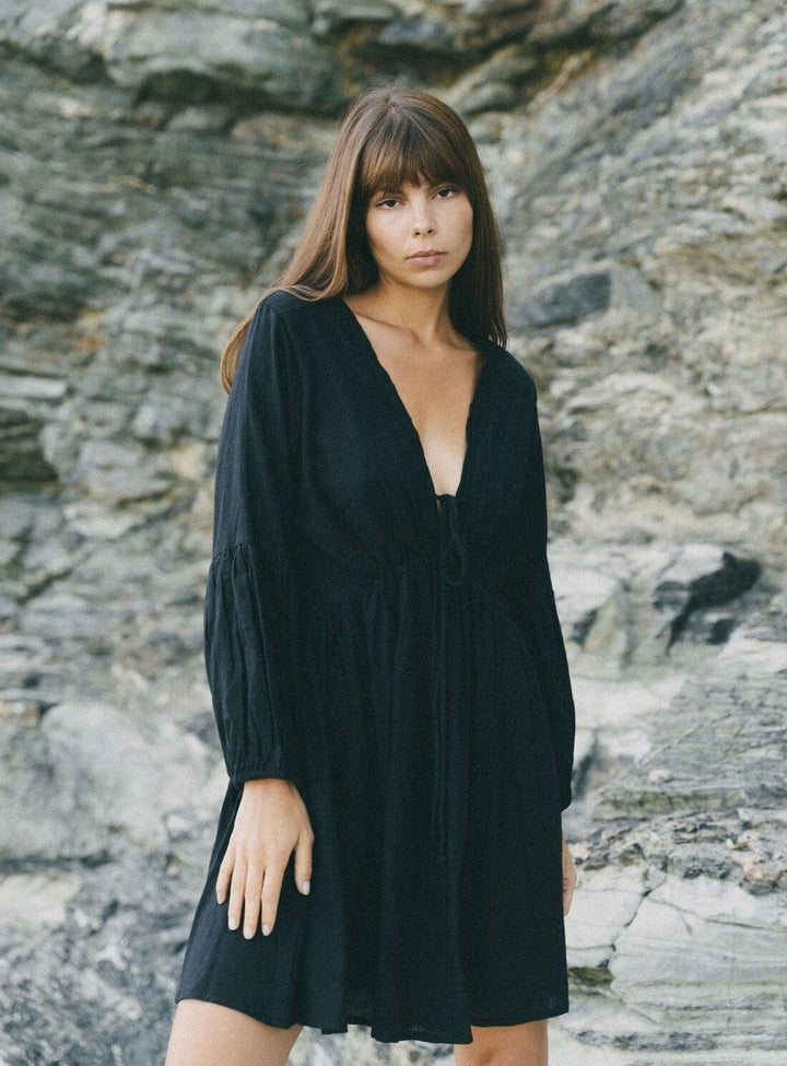 Wild Heart Mini Dress in Black Organic Cotton Dresses YBDFinds