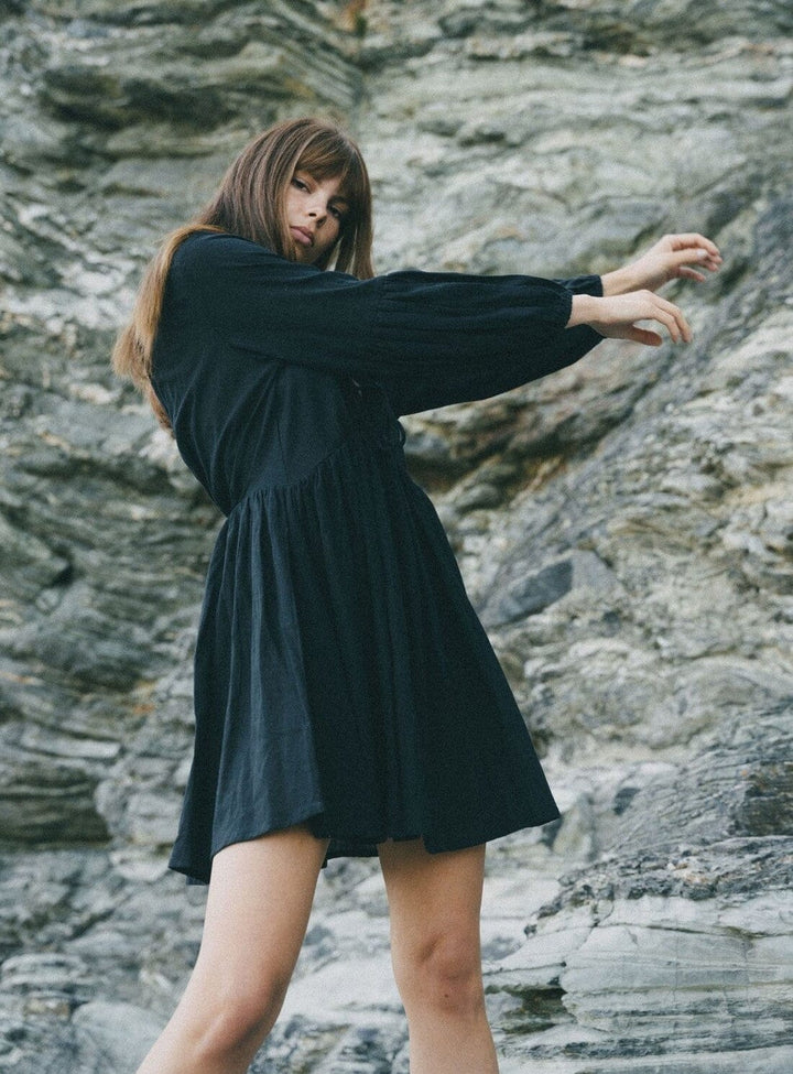 Wild Heart Mini Dress in Black Organic Cotton Dresses YBDFinds