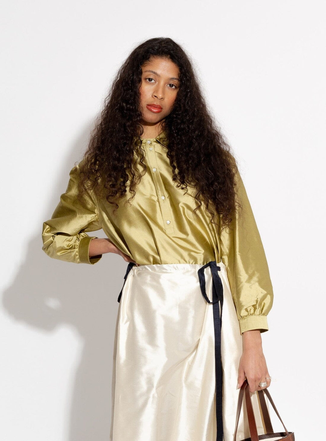 Alice Silk Shirt in Gold Tops YBDFinds 